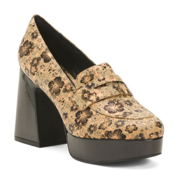 NEW CECELIA NEW YORK Pinky Heeled Loafers Black Floral for women 764mn - Picture 3 of 5